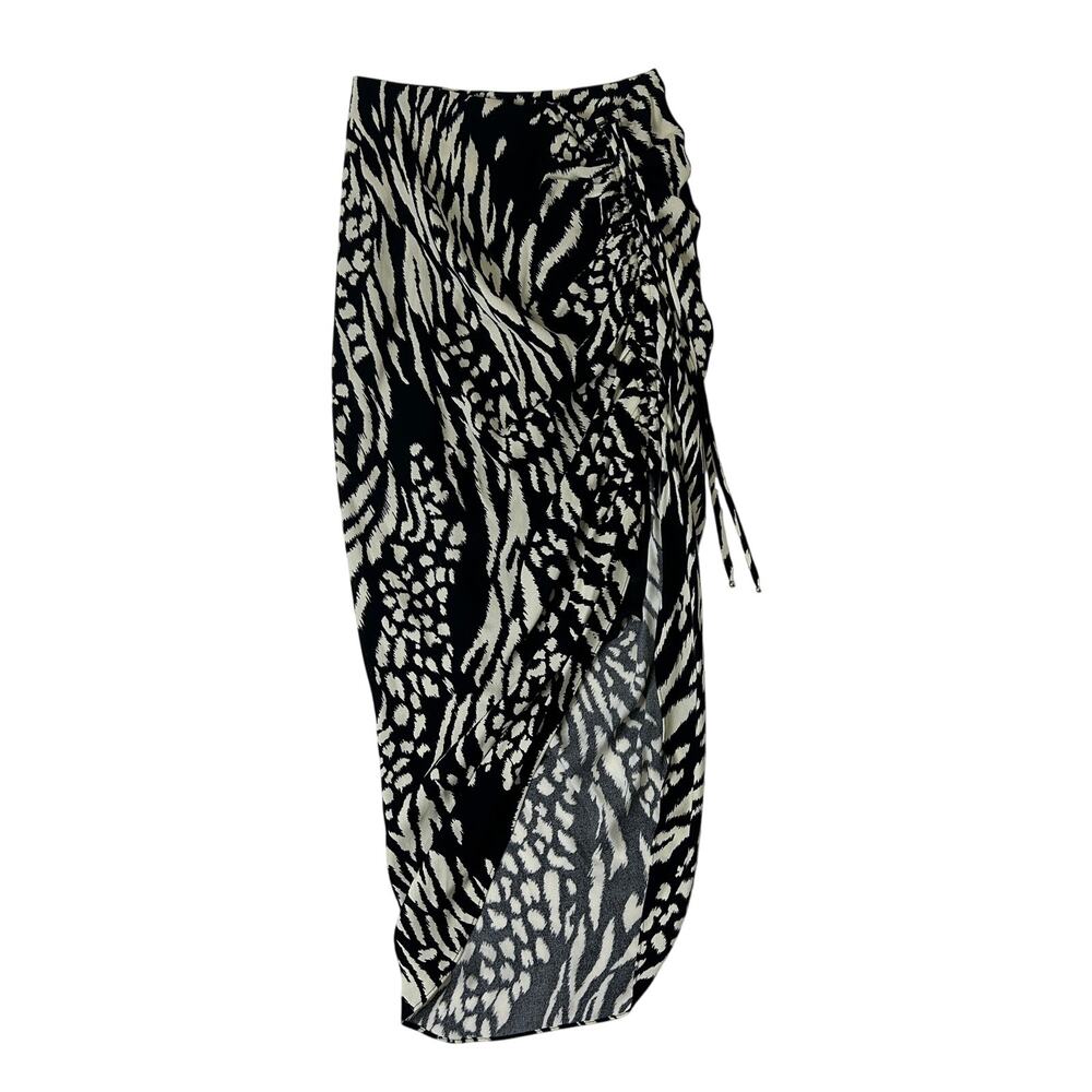 Veronica Beard women's Black and White Ruched Single Side Slit Skirt Size 0 2